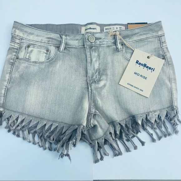 Ranbeeri Jeans Grey Stone Washed Denim Shorts. - Picture 1 of 11